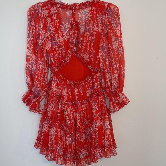 Saints Secrets Women’s Open Back Ruffled Ditzy Print Mini Dress Size Small - Picture 6 of 16